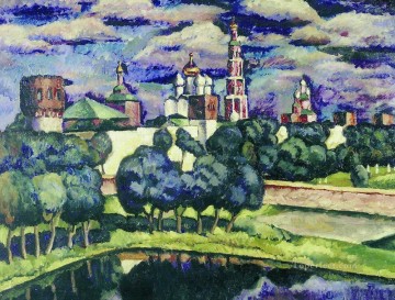 風景 Painting - ノヴォデヴィチ修道院 1913年 イリヤ・マシュコフ 都市景観 都市のシーン